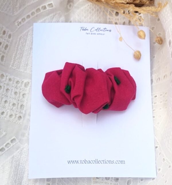 Screenshot clip brodé rose framboise foncé